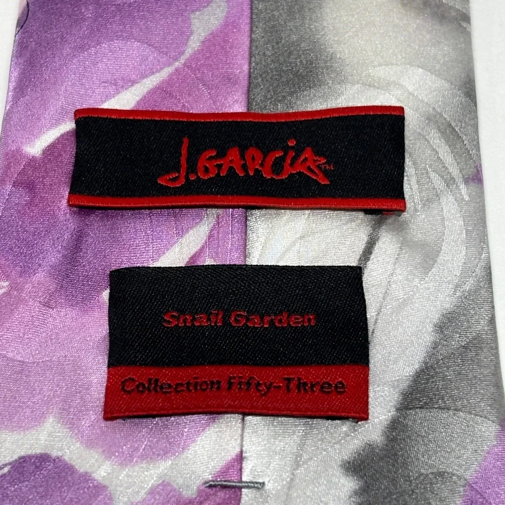 J. Garcia Snail Garden Tie Mens OS Purple Abstract Silk Collection 53 Retro 90's